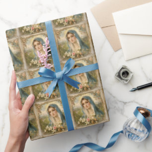 Papel De Regalo Madre católica virgen María Floral Vintage
