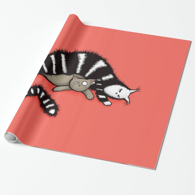 Papel De Regalo Madre de gato protege su gatito lindo (Desenrollado)