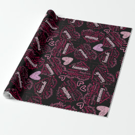 Papel De Regalo Madre de los corazones 01.Pink Black BG