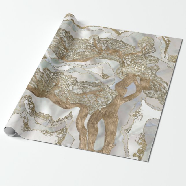 Papel De Regalo Madre del árbol de oro de perlas (Desenrollado)