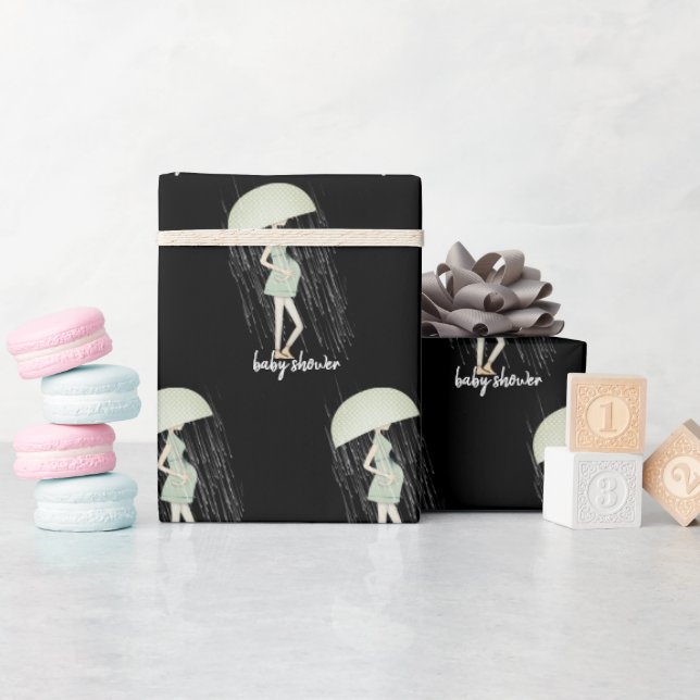Papel De Regalo Madre esperada con paraguas (Baby Shower)