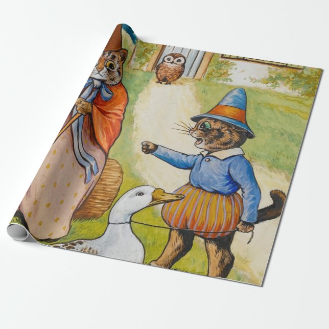Papel De Regalo Madre oca en casa por Louis Wain (Desenrollado)
