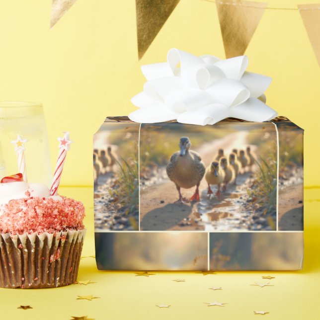 Papel De Regalo Madre Pato Mallard Con Ducklings (Fiesta de cumpleaños )