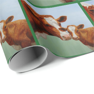 Papel De Regalo Madre vaca Guernsey y ternera dulce