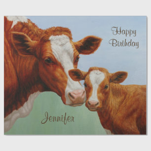Papel De Regalo Madre vaca Guernsey y ternera dulce