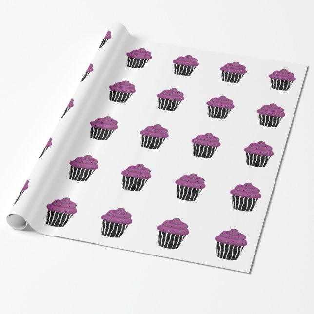 Papel De Regalo Magdalena con patrón de cebra morada (Desenrollado)