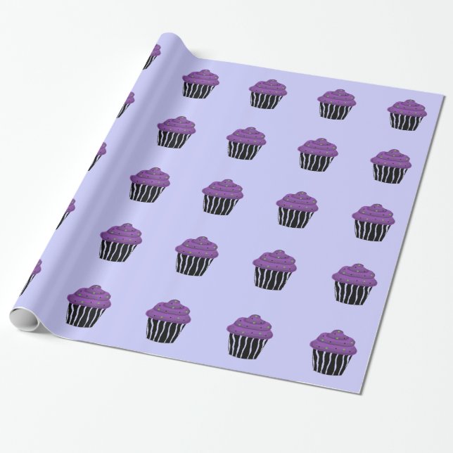 Papel De Regalo Magdalena con patrón de cebra morada (Desenrollado)