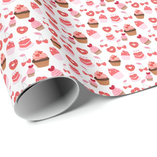 Papel De Regalo Magdalena dulce del día de San Valentín (Esquina del rollo)