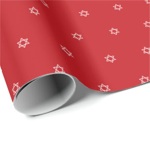 Papel De Regalo Magen David Red White Bat Bar Mitzvah moderno