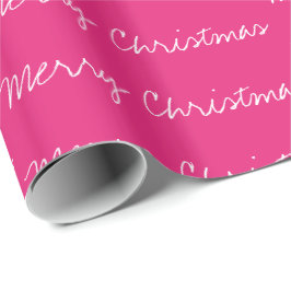 Papel De Regalo Magenta blanca de la tipografía de navidad mínima