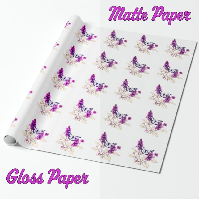 Papel De Regalo Magenta Butterfly Bush (Magenta Butterfly Gloss and Matte Paper)