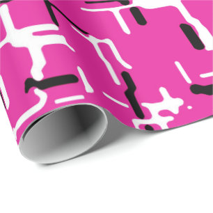 Papel De Regalo Magenta Púrpura Rosa Negro Blanco Patrón Abstracto