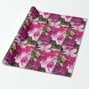 Papel De Regalo Magenta y petunias blancas