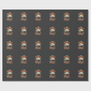 Papel De Regalo Magia de Coche Antiguo en Luna Llena de Halloween