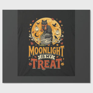 Papel De Regalo Magia de Luna de Gato Negro de Halloween