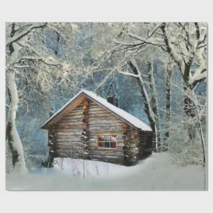 Papel De Regalo Mágica de invierno de cabinas de registro rústico