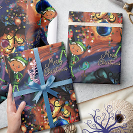 Papel De Regalo Magical Elf & Bird Whimsical Christmas