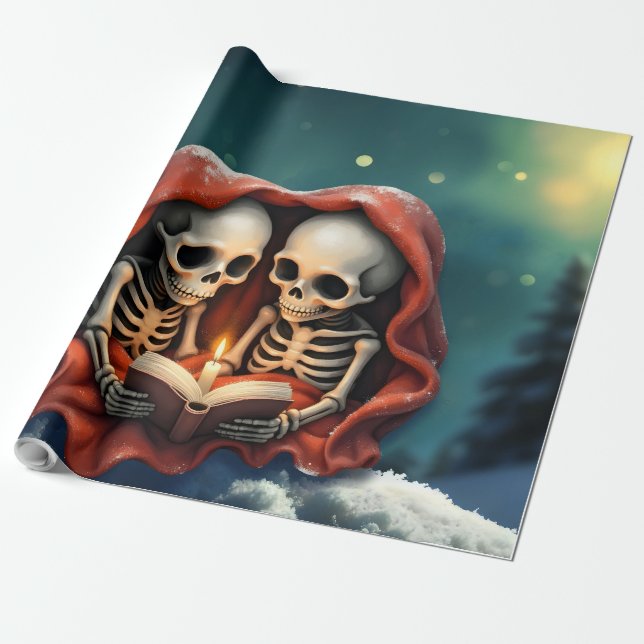 Papel De Regalo Magical winter moments, two skeletons (Desenrollado)