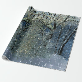 Papel De Regalo Magnífico y brillante bosque de invierno Wonderlan