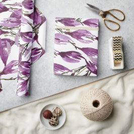 Papel De Regalo Magnolia Art Violeta Púrpura Acuarela