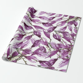 Papel De Regalo Magnolia Art Violeta Púrpura Acuarela