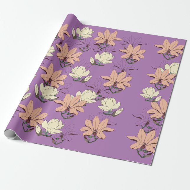 Papel De Regalo Magnolia Blooms Elegante (Desenrollado)