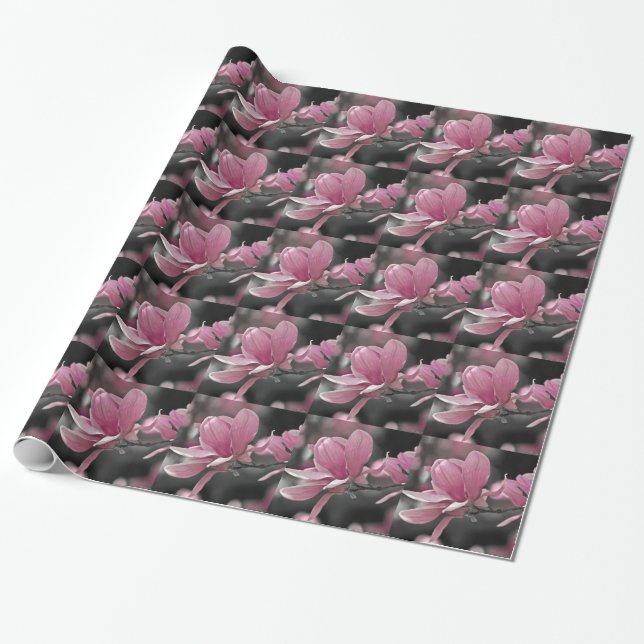 Papel De Regalo Magnolia de Saucer Rosa Japonesa (Desenrollado)