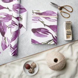 Papel De Regalo Magnolia Morado Violeta Acuarela
