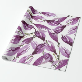 Papel De Regalo Magnolia Morado Violeta Acuarela