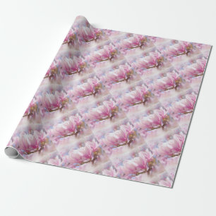 Papel De Regalo Magnolia púrpura rosada en flor de primavera