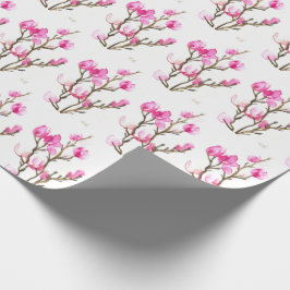 Papel De Regalo Magnolia rosa floral acuarela elegante Vintage