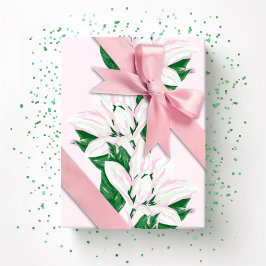 Papel De Regalo Magnolia Sway en rosa y verde