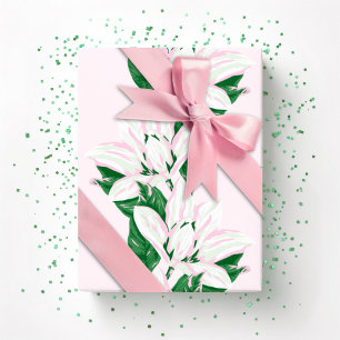 Papel De Regalo Magnolia Sway en rosa y verde
