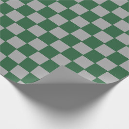Papel De Regalo Mago Verde y Cuadros Grises