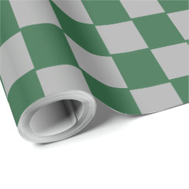 Papel De Regalo Mago Verde y Cuadros Grises