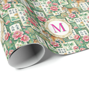 Papel De Regalo Mahjong Chinoiserie Floral Monogram Personalized