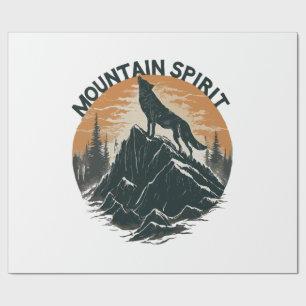 Papel De Regalo Majestad Montañosa Lobo Aullando en la Cima