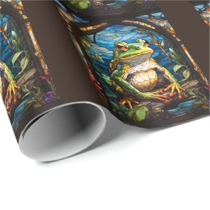 Papel De Regalo Majestic Arcane Frog Ilustracion de vidrio manchad
