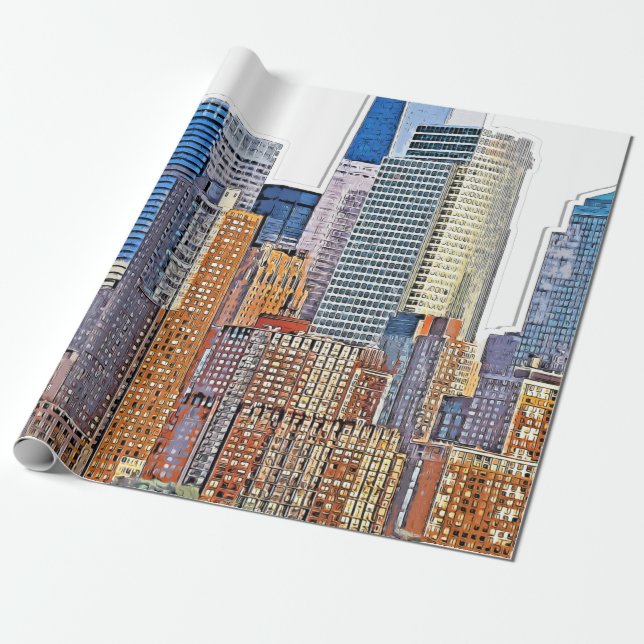 Papel De Regalo Majestic View of New York City Skyline artístico (Desenrollado)