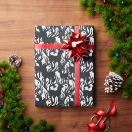 Papel De Regalo Majestuoso Ilustracion de renos blancos y negros