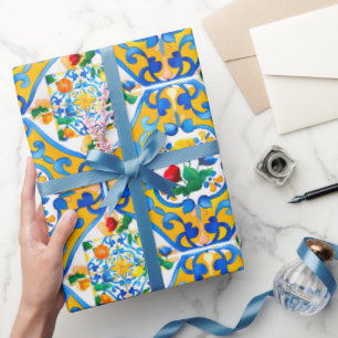 Papel De Regalo Majólica, limón, azulejos sicilianos,