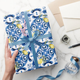 Papel De Regalo Majólica, limón, azulejos sicilianos, mosaico cerá