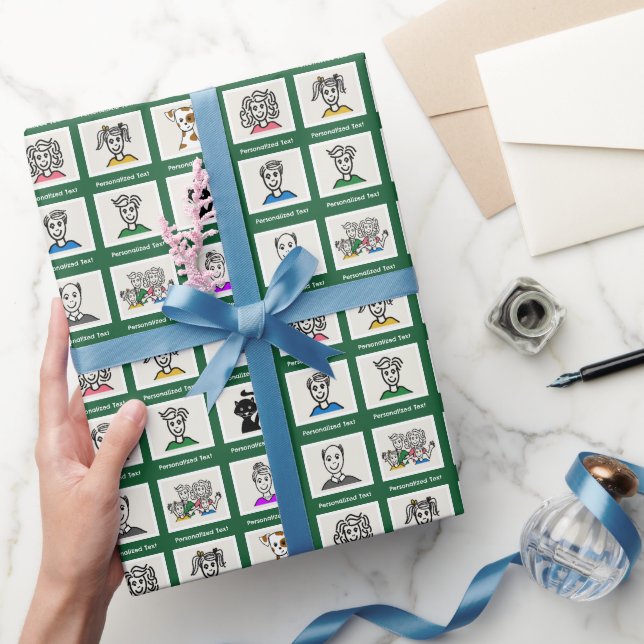 Papel De Regalo Make It Your Own | Custom 9 Family Photos Green (Regalar)