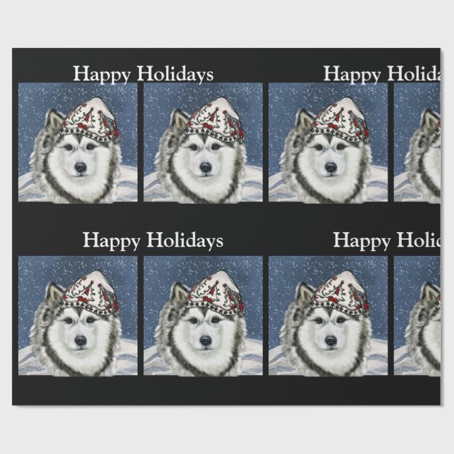 Papel De Regalo Malamute de Alaska   (Superficie plana)