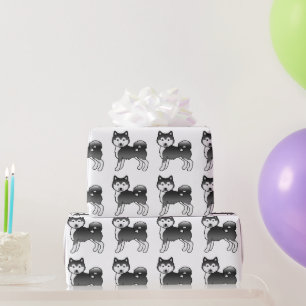 Papel De Regalo Malamute de Alaska blanco y negro patrón de perro