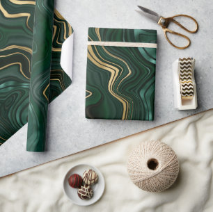 Papel De Regalo Malaquita verde oscuro y vetas de estrato de lámin