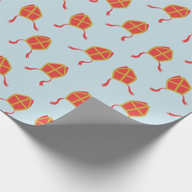 Papel De Regalo Maleantes de Sinterklaas en azul claro (Esquina)