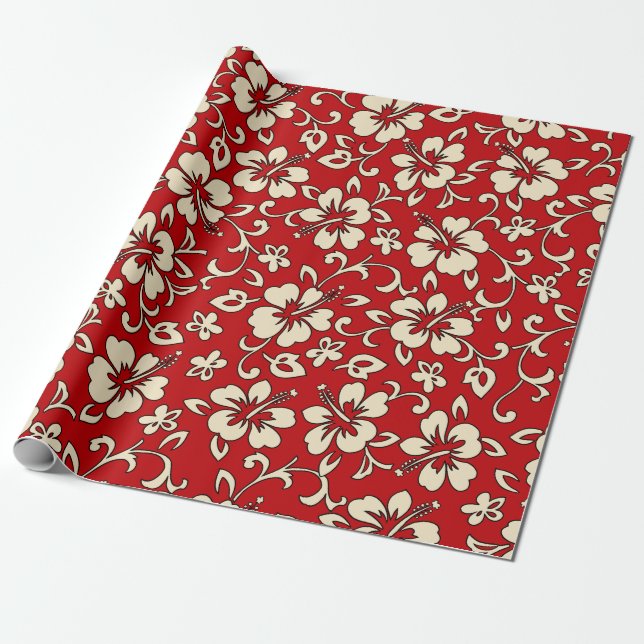Papel De Regalo Malia Hibiscus Hawaiian Pareau Print (Desenrollado)