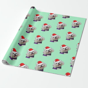 Papel De Regalo Maltés con Sombrero Santa