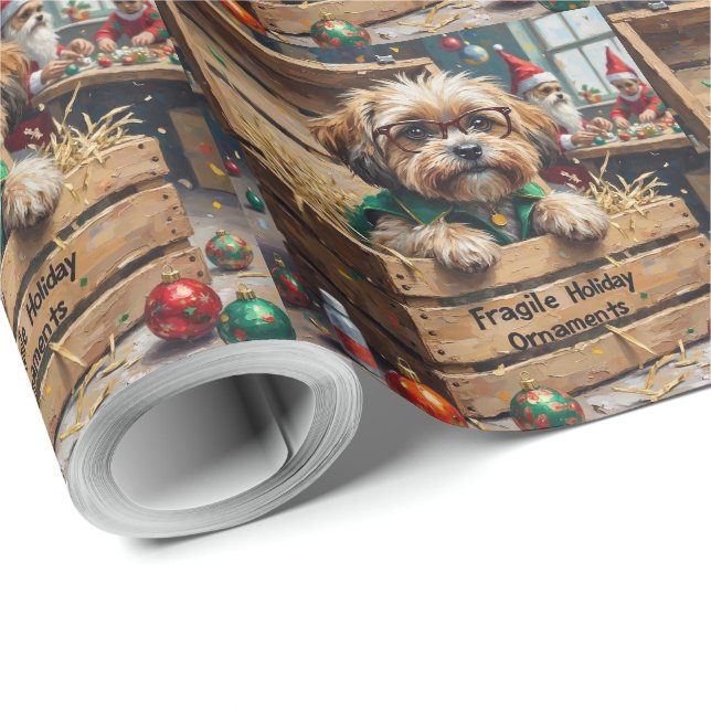 Papel De Regalo Malti Tzu Christmas Ornament Inspector Holiday (Esquina del rollo)